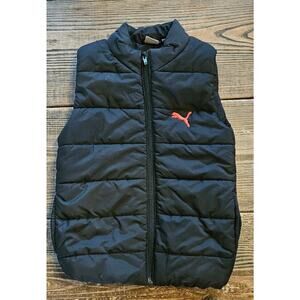 Puma Puffer Vest‎ Boys 5/6 XS Black Full Zip Lightweight Packable Winter Jacket